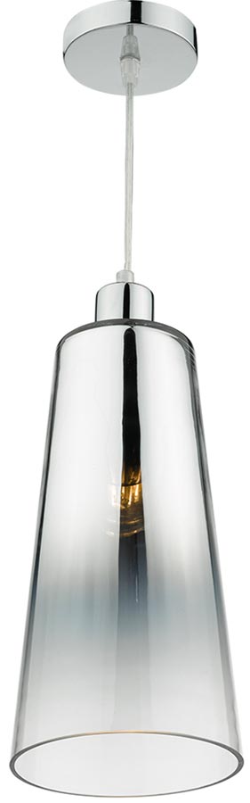 Dar Smokey Easy Fit Graduated Chromed Glass Pendant Light Shade