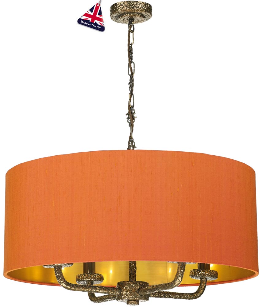 David Hunt Sloane 4 Light Silk Drum Shade Pendant Bronze