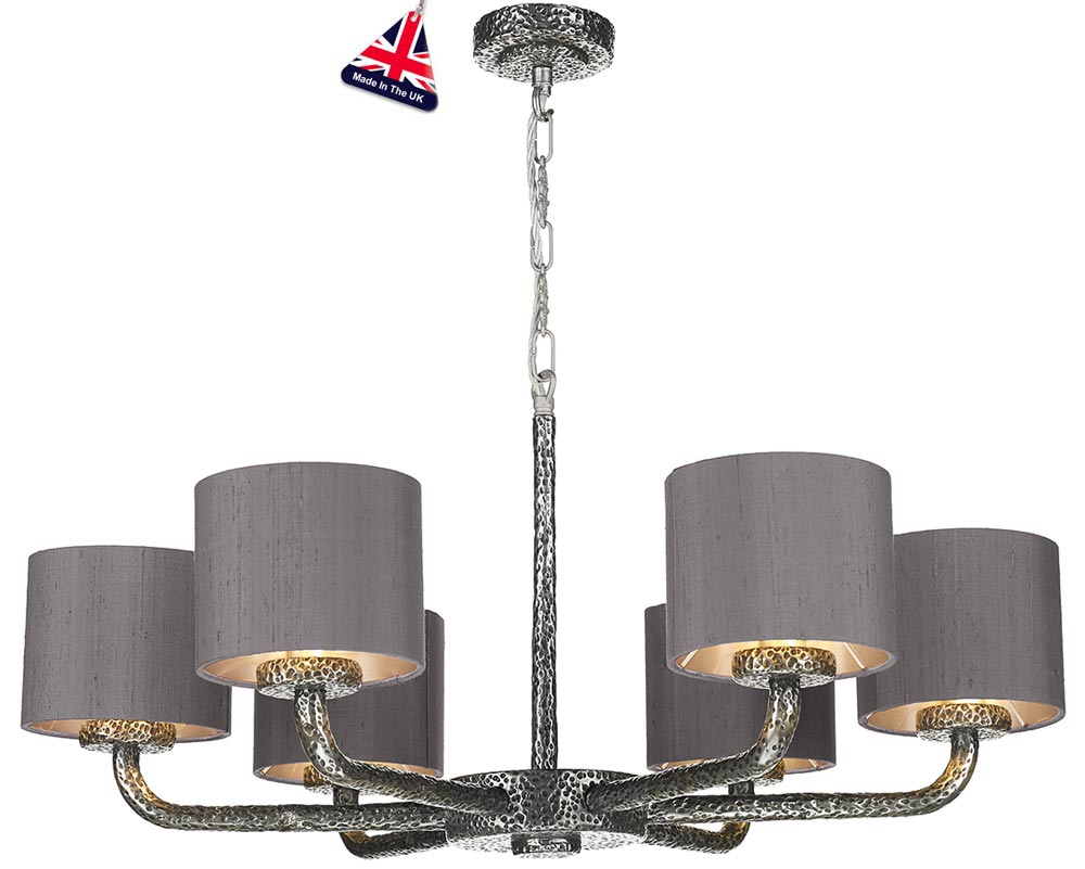 David Hunt Sloane 6 Light Dual Mount Chandelier Pewter