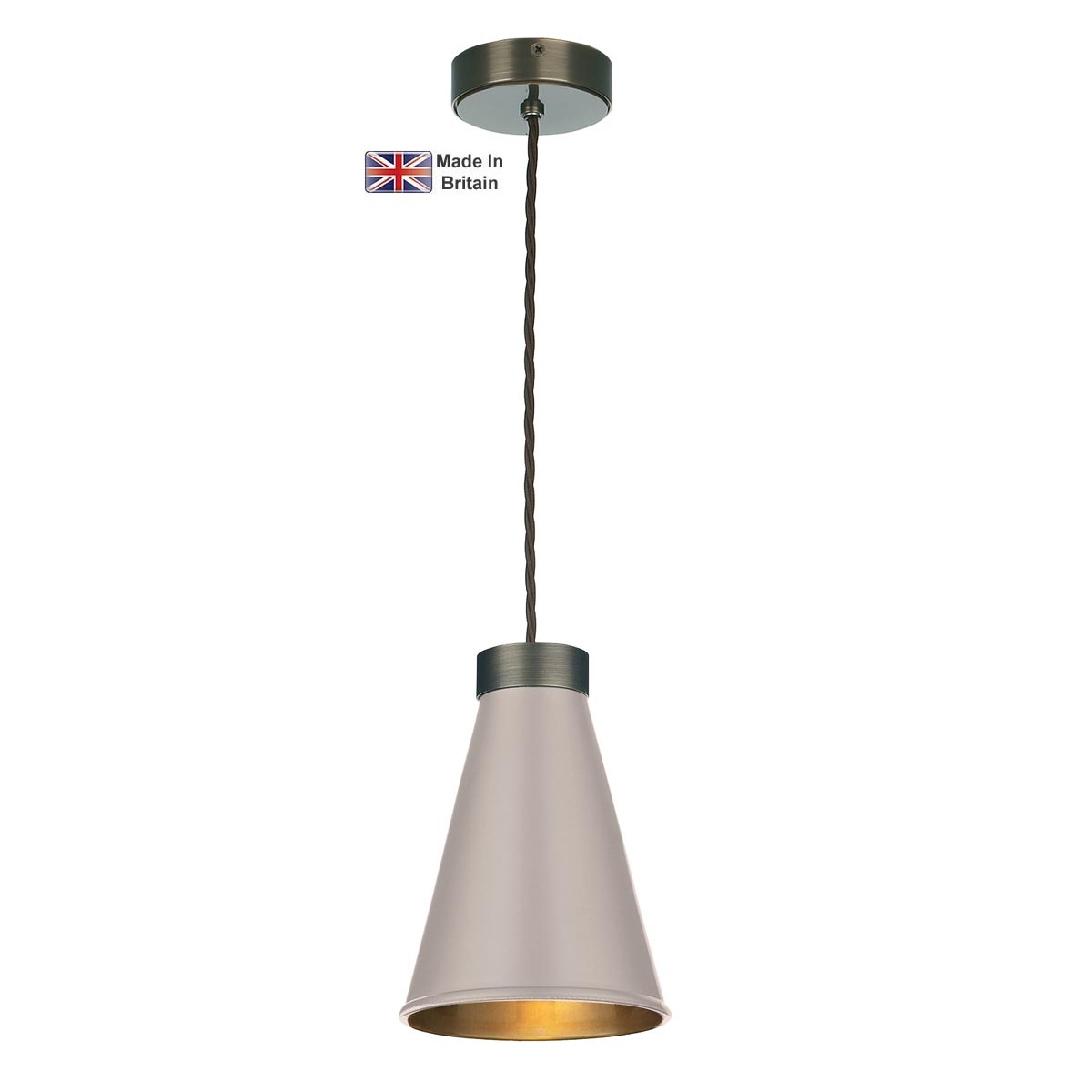 David Hunt Hyde 1 Light Antique Brass Pendant Cotswold Cream Shade