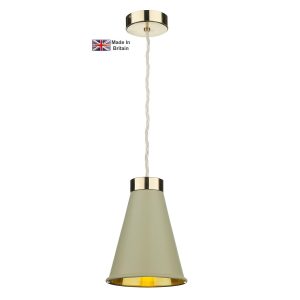 Hyde single light solid polished brass ceiling pendant with pebble shade