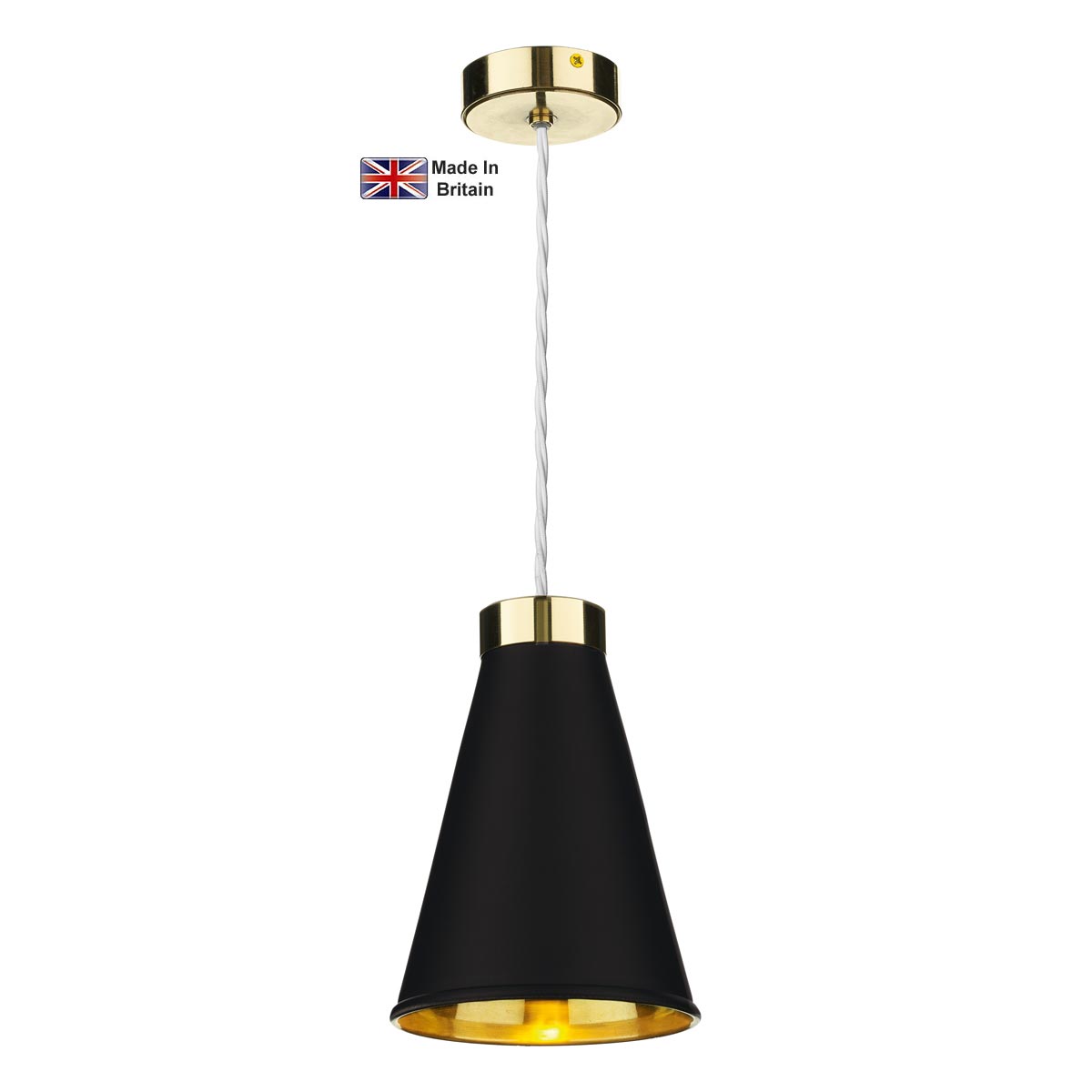 David Hunt Hyde Single Light Solid Brass Pendant Matt Black Shade