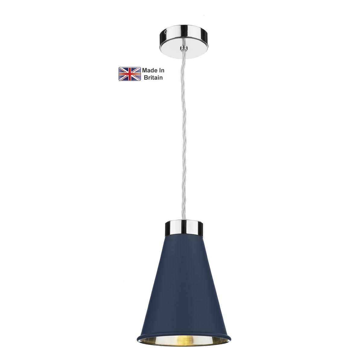 David Hunt Hyde Solid Brass 1 Light Pendant Chrome Smoke Blue Shade