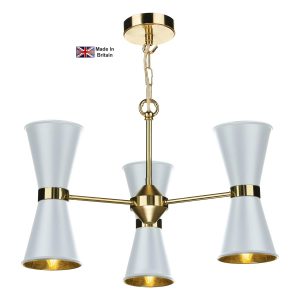 Hyde 6 light solid polished brass ceiling pendant with white shades main image