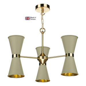 Hyde 6 light solid polished brass ceiling pendant with pebble shades with chain