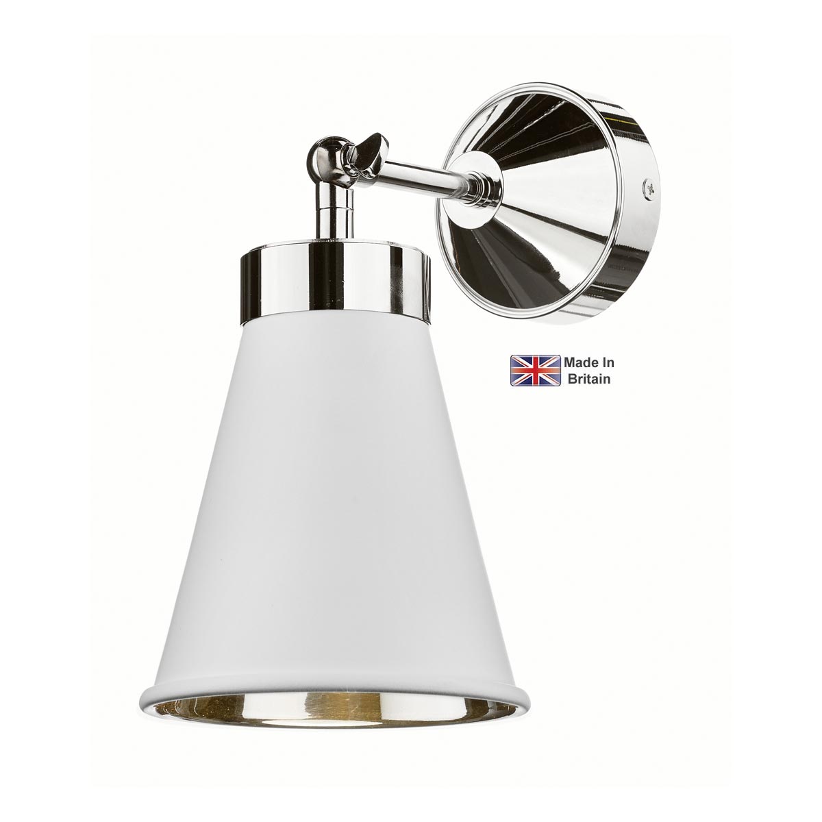 David Hunt Hyde Solid Brass Single Wall Light Chrome Arctic White Shade