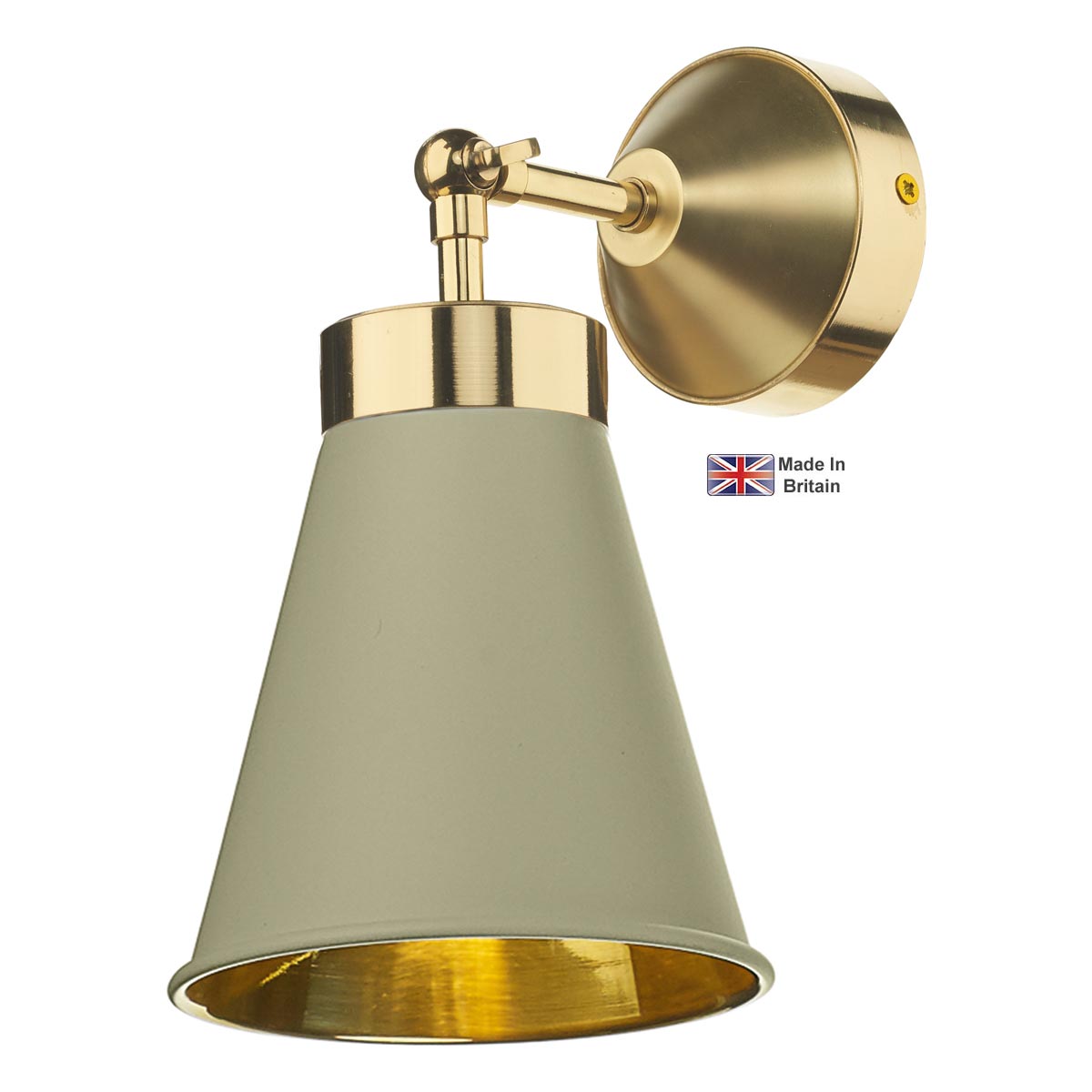 David Hunt Hyde Single Solid Polished Brass Wall Light Pebble Shade