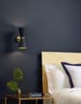 David Hunt Hyde Twin Solid Polished Brass Wall Light Smoke Blue Shades