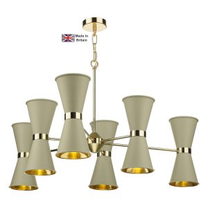 Hyde large 12 light solid polished brass ceiling pendant with pebble shades