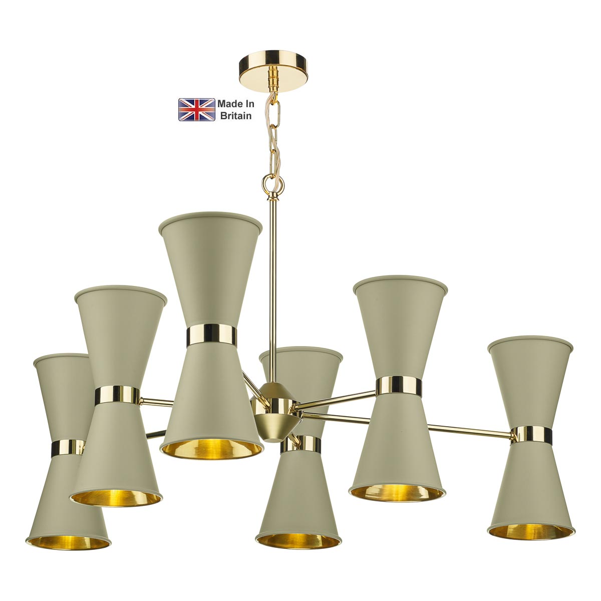 David Hunt Hyde Large 12 Light Solid Brass Pendant Pebble Shades