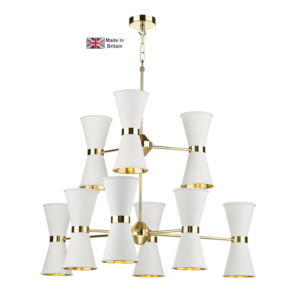 David Hunt Hyde Large 18 Light Solid Brass Pendant White Shades