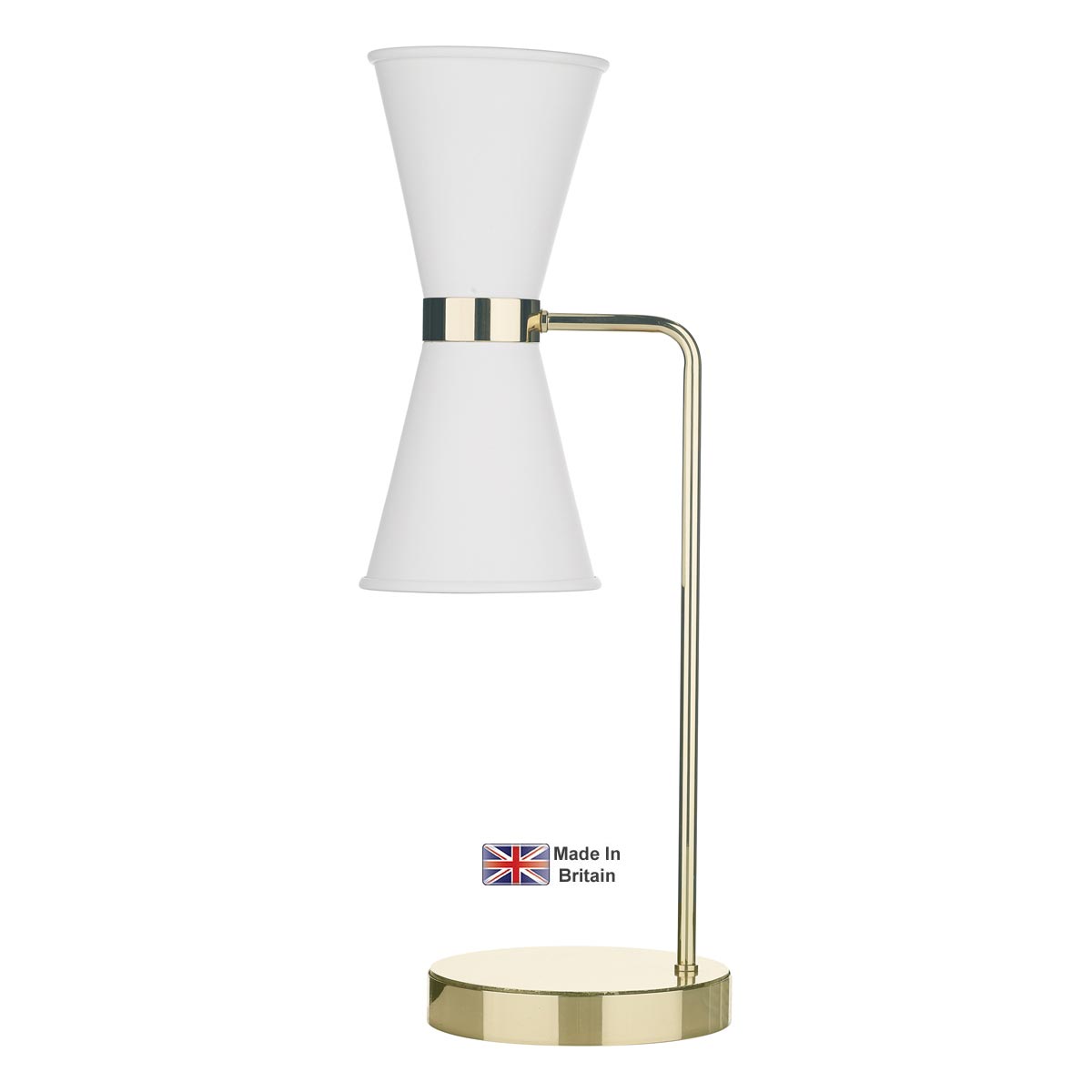 David Hunt Hyde 2 Light Solid Polished Brass Table Lamp White Shades