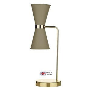 Hyde 2 light solid polished brass table lamp with pebble shades