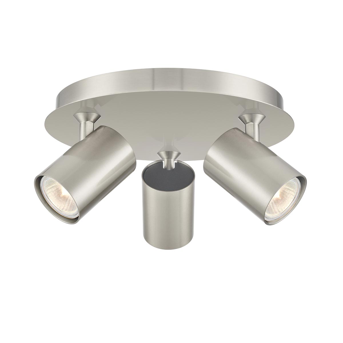 Duet 3 Light Round Ceiling Spotlight Plate Satin Nickel