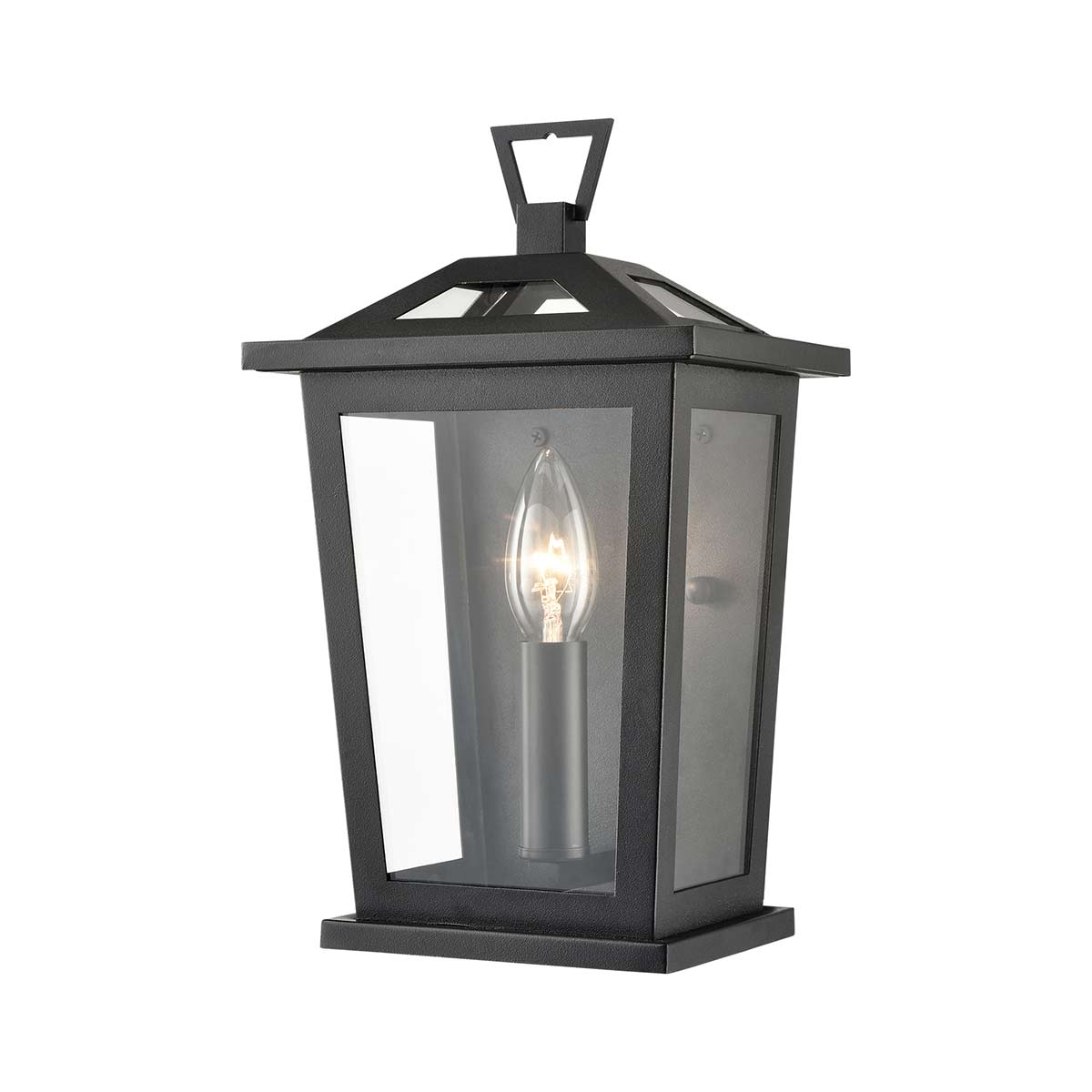 Dusk 1 Light Small Exterior Wall Lantern Matt Black IP44