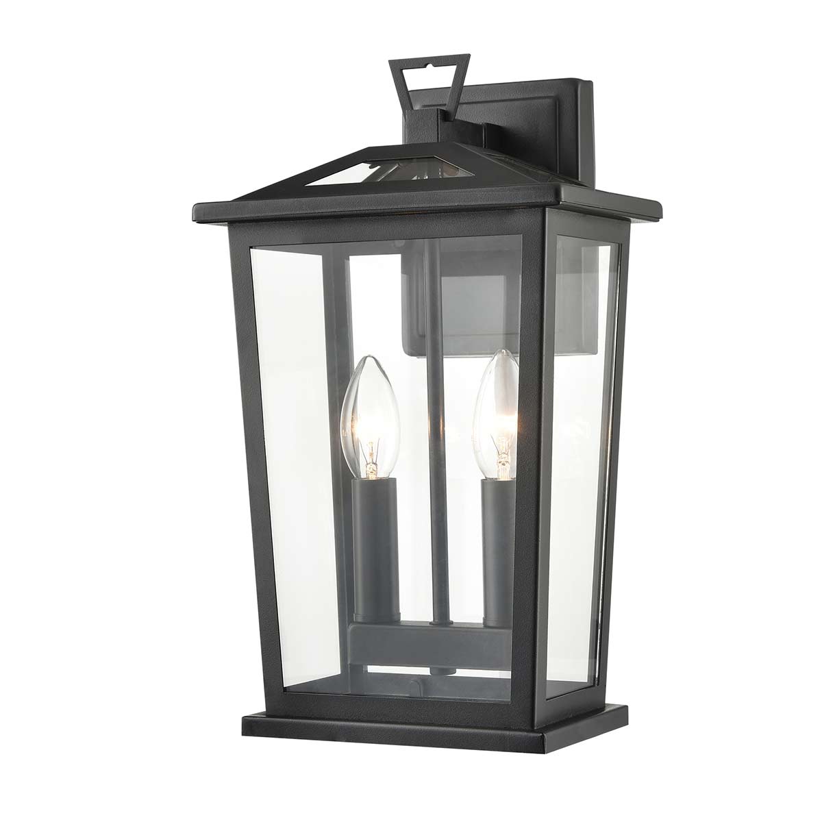 Dusk 2 Light Exterior Wall Lantern in Matt Black IP44