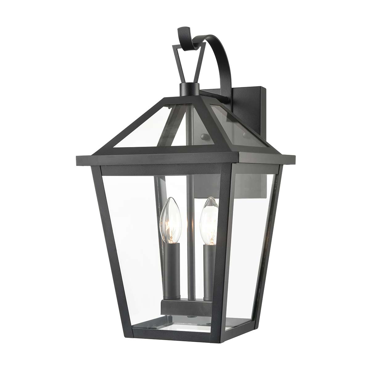 Dusk 2 Light Large Outdoor Wall Lantern in Matt Black IP44