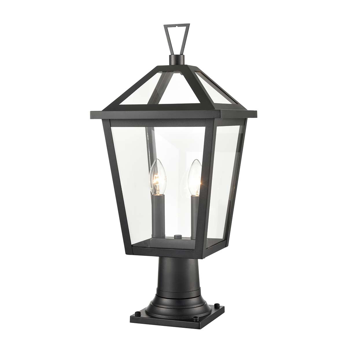 Dusk 2 Light Modern Outdoor Post Lantern in Matt Black IP44