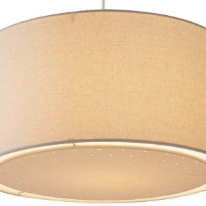 Dar Edward Cream Fabric Drum Ceiling Lamp Shade
