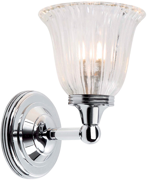 Elstead Austen Polished Chrome Bathroom Wall Light Fluted Shade IP44