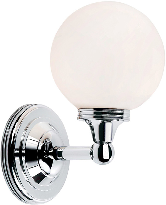 Elstead Austen Polished Chrome Bathroom Wall Light Opal Globe Shade