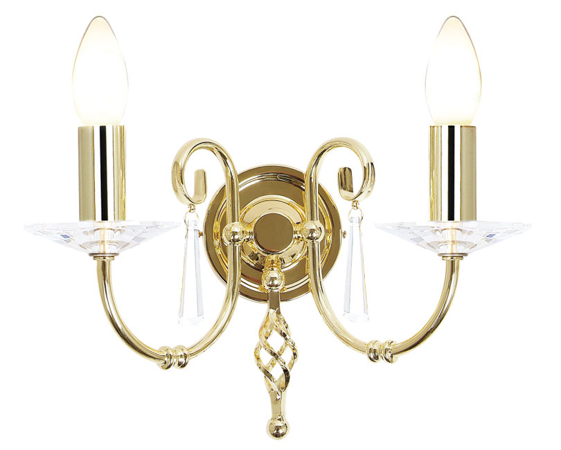 Elstead Aegean Hand Forged Polished Brass 2 Lamp Wall Light