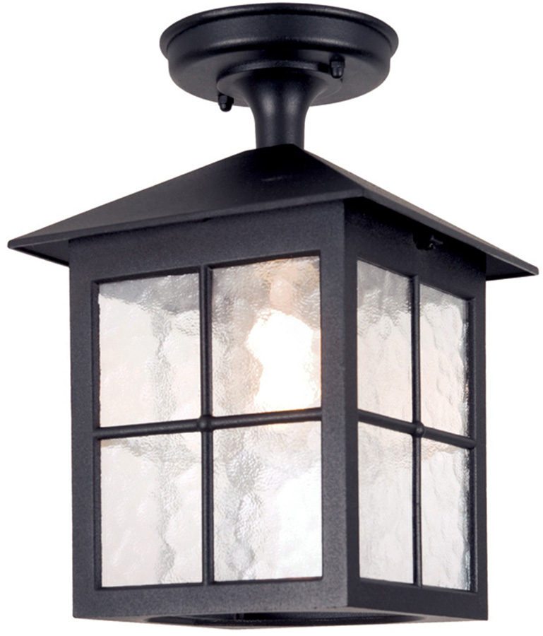 Elstead Winchester 1 Light Flush Mount Outdoor Porch Lantern Black