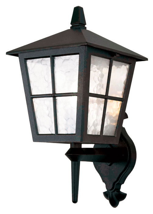 Elstead Canterbury Traditional Outdoor Wall Lantern Black Rippled Glass