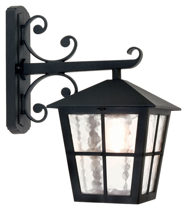 Elstead Canterbury Grande Outdoor Wall Lantern Black Rippled Glass