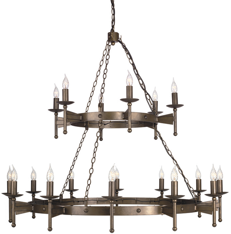 Cromwell Very Large Gothic 18 Light Bronze Cartwheel Chandelier