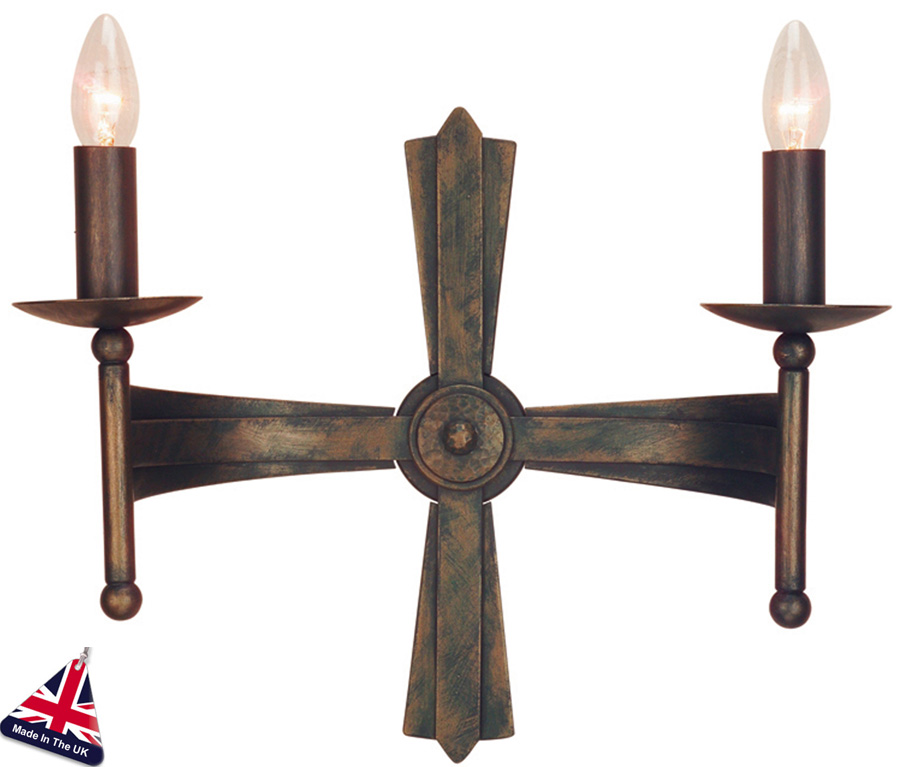 Elstead Cromwell Bronze Wrought Iron 2 Light Gothic Wall Light