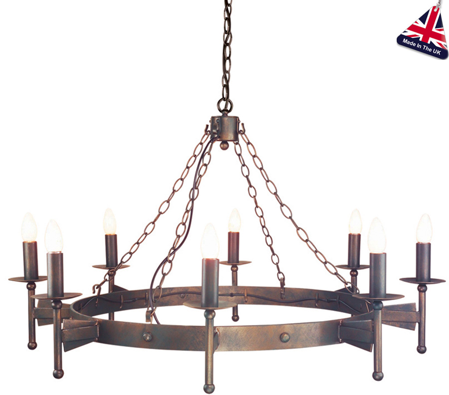 Elstead Cromwell Bronze Carwheel 8 Light Large Gothic Chandelier