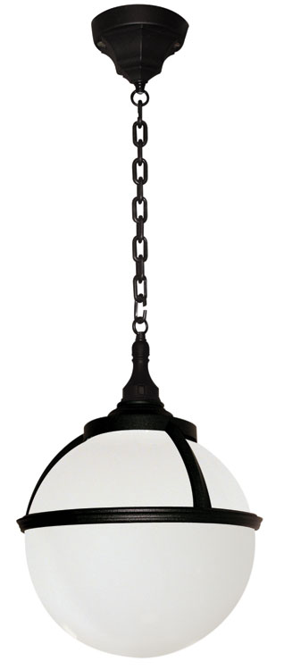 Glenbeigh Opal Globe Black Outdoor Hanging Porch Lantern