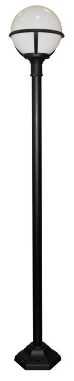 Glenbeigh Opal Globe Black Finish Outdoor Lamp Post