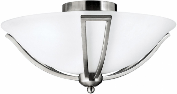 Hinkley Bolla Quality Art Deco Style Flush 2 Light Fitting Satin Nickel
