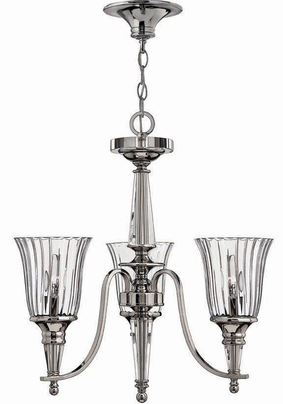 Hinkley Chandon Designer 3 Light Chandelier Sterling Silver