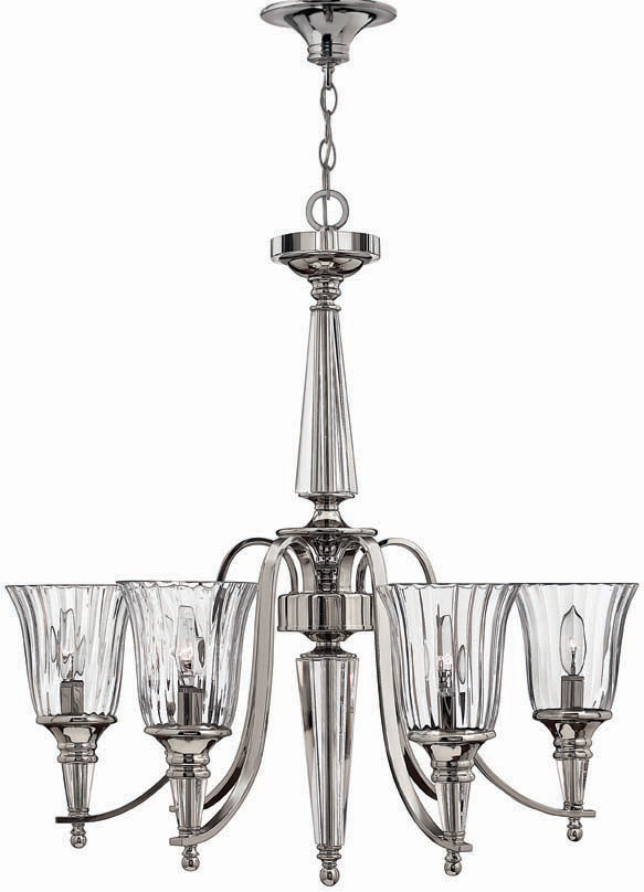 Hinkley Chandon Designer 6 Light Chandelier Sterling Silver