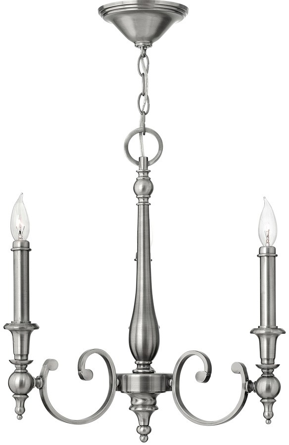 Hinkley Yorktown 3 Light Candelabra Chandelier Antique Nickel