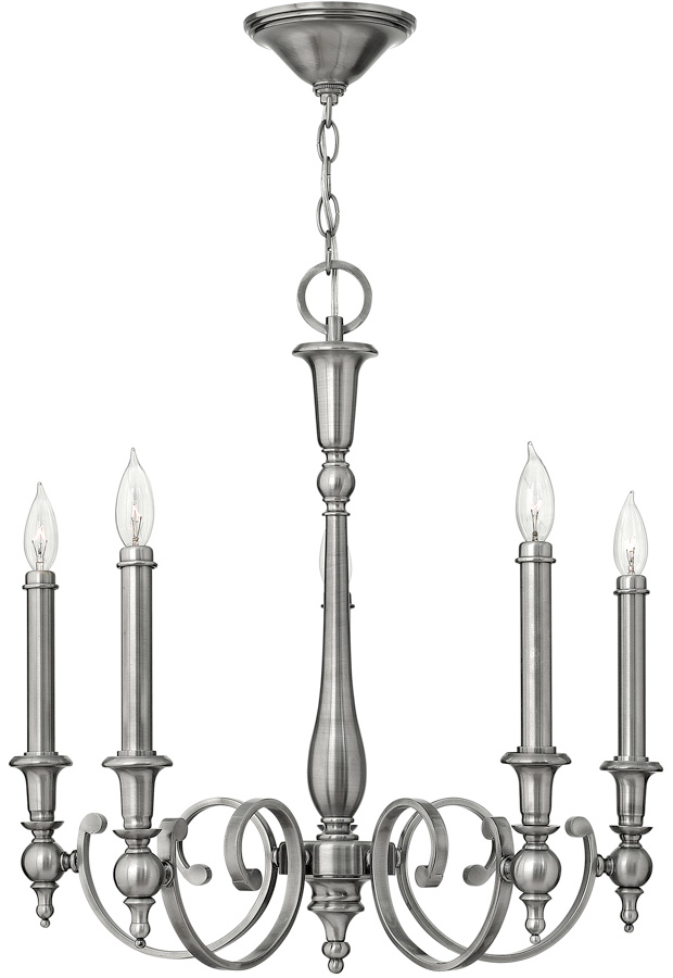 Hinkley Yorktown 5 Light Candelabra Chandelier Antique Nickel