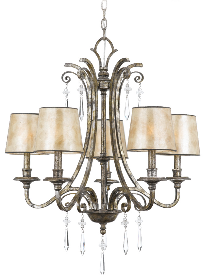 Quoizel Kendra Wrought Iron 5 Light Chandelier Mottled Silver