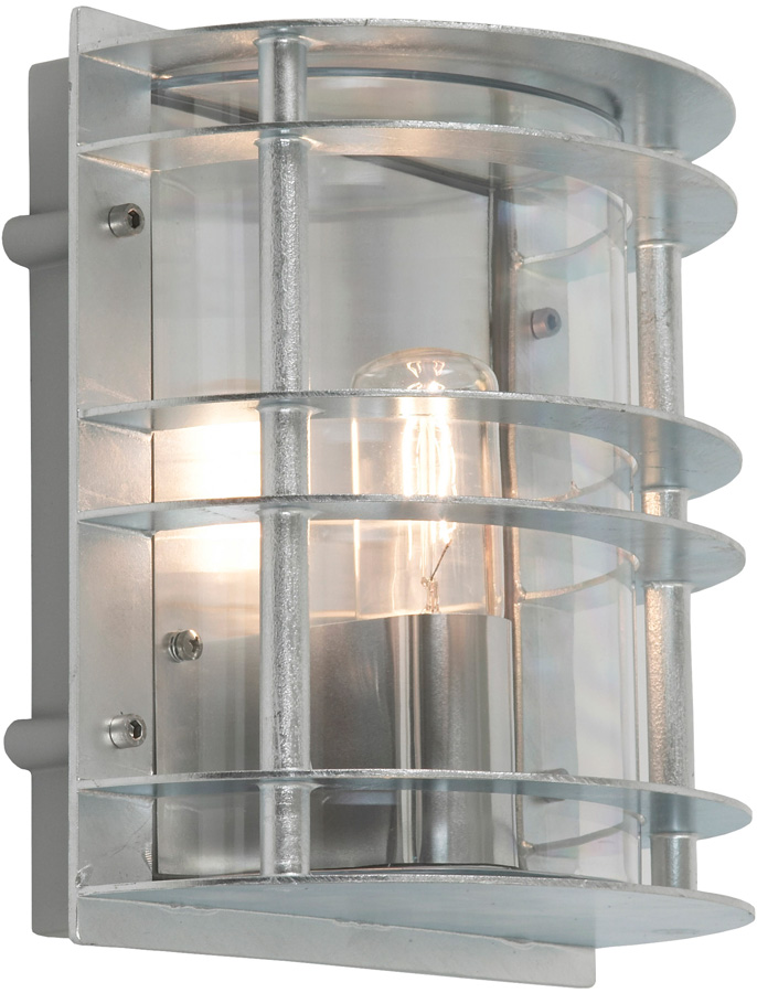 Norlys Stockholm Outdoor Wall Lantern Galvanised Clear Art Deco Style