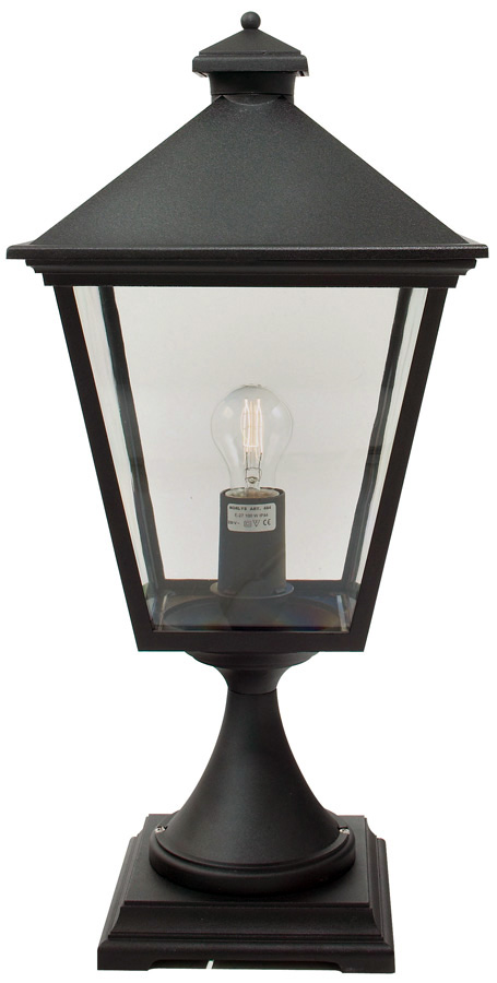 Norlys Turin 1 Light Outdoor Pedestal Lantern Black Traditional