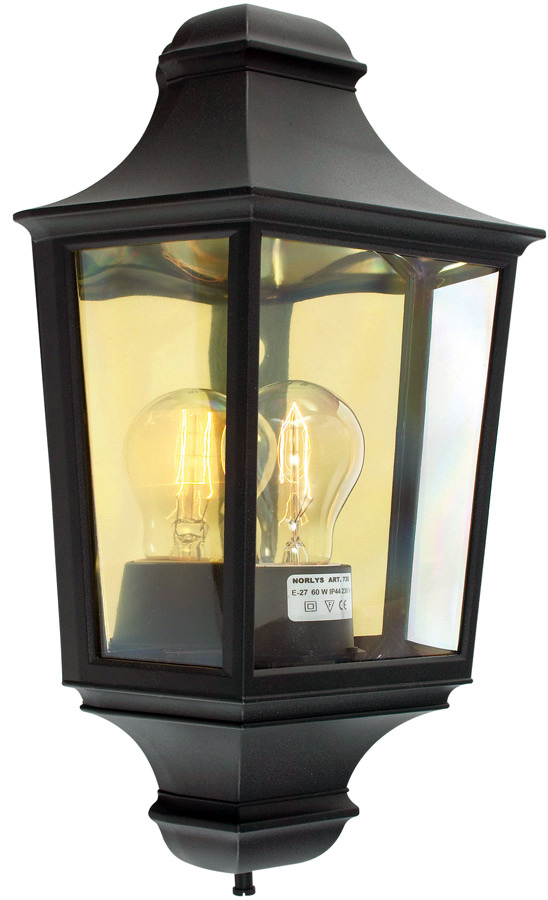 Norlys Turin 1 Light Flush Outdoor Wall Half Lantern Black