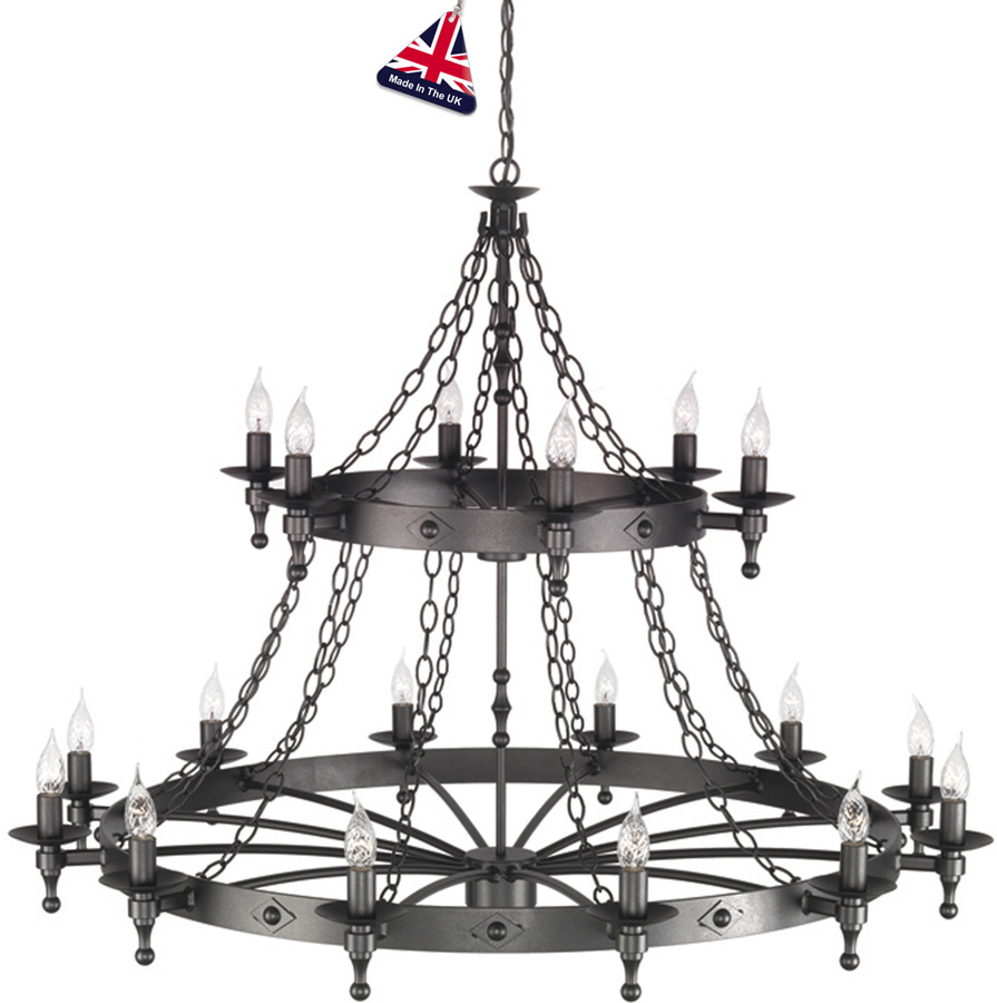 Elstead Warwick 18 Light Extra Large Ironwork Chandelier Graphite