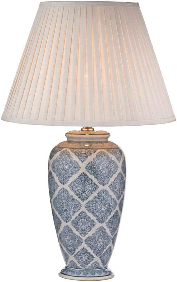 Dar Ely Traditional Blue And Cream Table Lamp Base