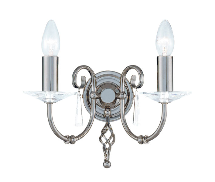 Elstead Aegean Hand Forged Polished Nickel 2 Lamp Wall Light