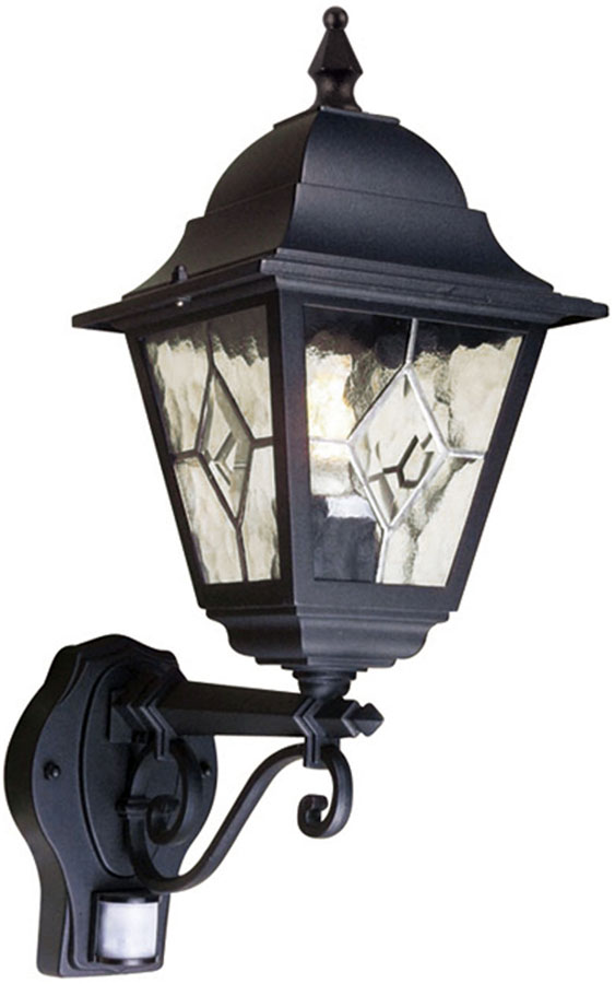 Norfolk Traditional Black Outdoor PIR Wall Lantern Upward