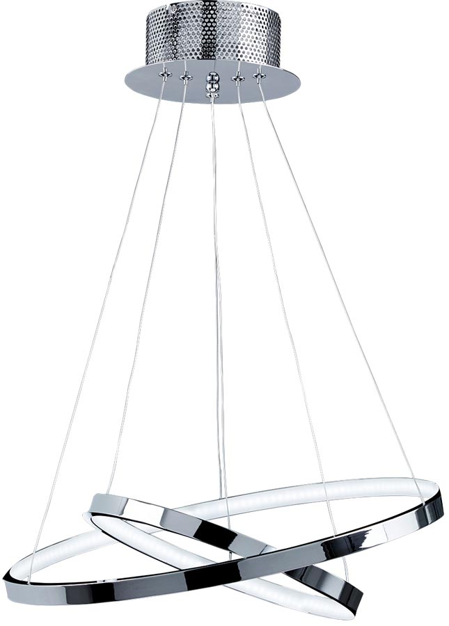 Kline Chrome 2 Ring 21w Warm White LED Pendant Light