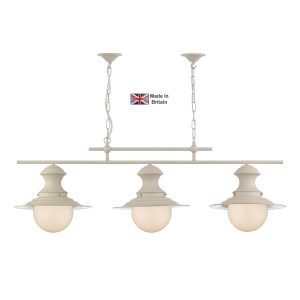 Station 3 light industrial style ceiling pendant bar in Cotswold cream