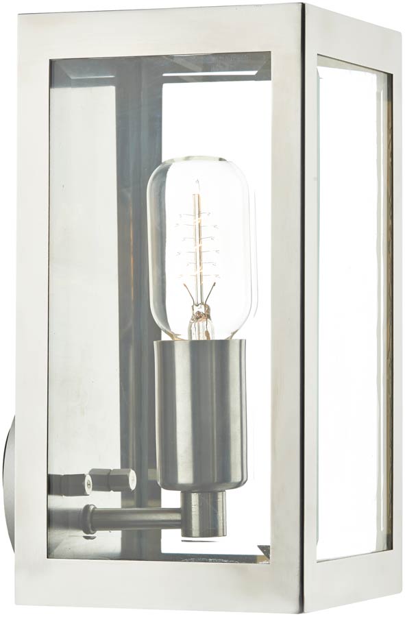 Dar Era Small 1 Light Outdoor Box Wall Lantern Stainless Steel Era0744